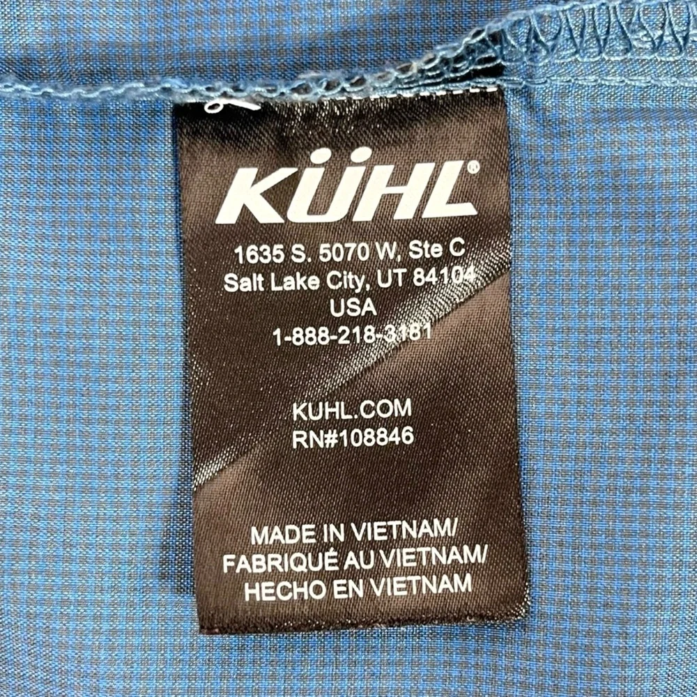 Kuhl Men’s Medium Blue Stealth Woven‎ Short Sleeve Button Up Shirt UPF 30+